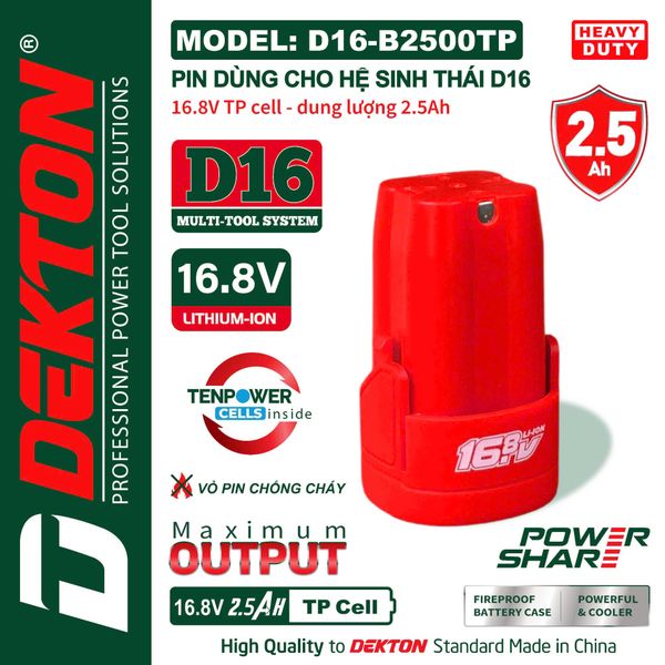 Pin 16.8V 2.5Ah Dekton D16-B2500TP