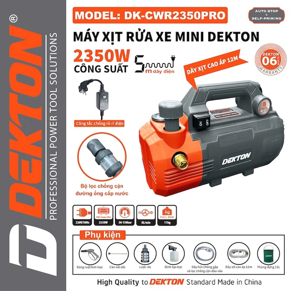Máy Xịt Rửa Xe Cao Áp Dekton DK-CWR2350Pro