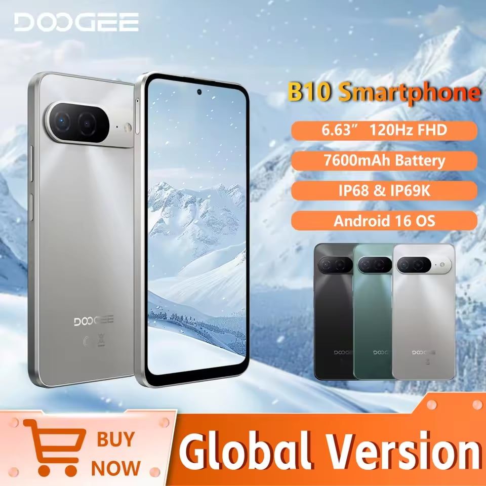  [Bản Toàn Cầu] DOOGEE B10 | 48(6+42)+256GB, IP68 / IP69K, Helio G100, 7600mAh , 64MP Android 16, NFC. 