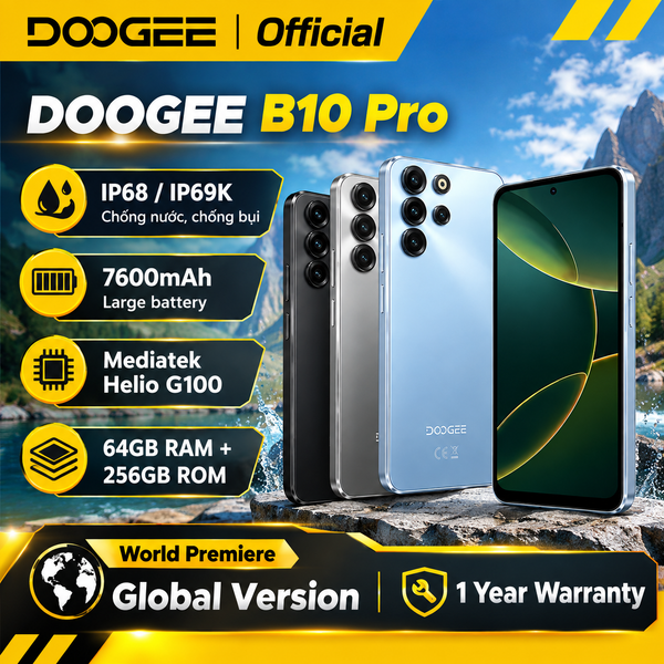  DOOGEE B10 Pro | 64(8+56)+256GB, 6.63” FHD, 120Hz, 64MP AI , Helio G100, 7600mAh, Android 16, NFC 