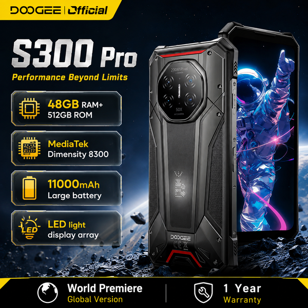  DOOGEE S300 Pro | 48GB+512GB, Dimensity 8300, 11000mAh, 200MP, 66W, 6.78” FHD+,120Hz, Android16, NFC. 