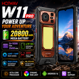  HOTWAV W11 Pro | (6+10)GB RAM, 256GB ROM, 20800mAh, 64MP, 20MP Night Vision Camera, Android 16, NFC. 