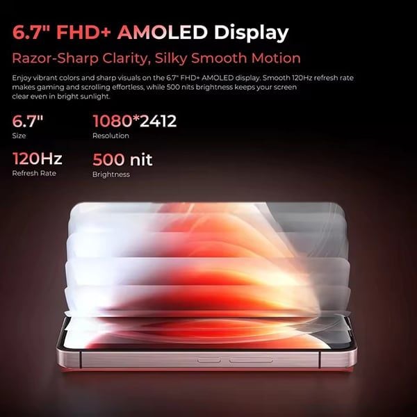  OUKITEL WP210 5G, Dimensity 8200, RAM 36GB + ROM 512GB, Pin 8800mAh 45W, 6.7” FHD+ 120Hz, Camera 108MP, Android 15, WiFi 6, NFC. 