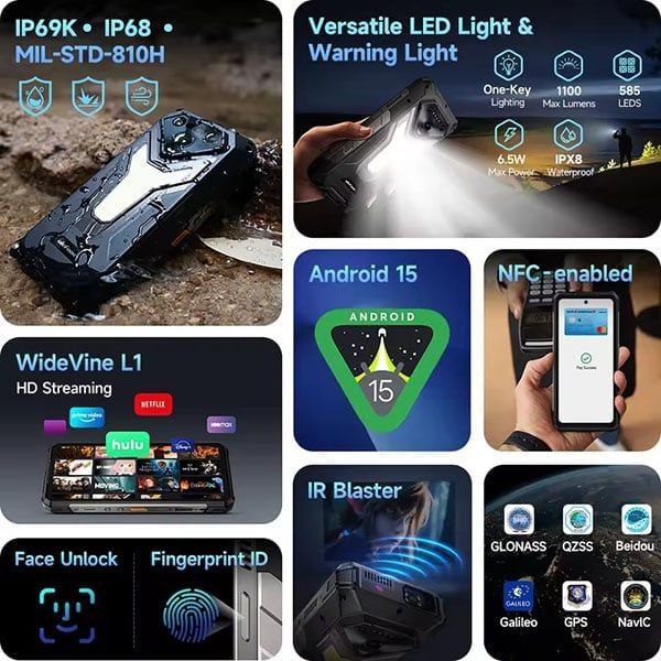  Ulefone Armor 34 Pro 5G AI | Built-in Projector 120Hz 6.95