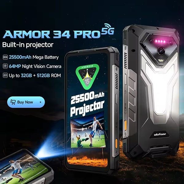  Ulefone Armor 34 Pro 5G AI | Built-in Projector 120Hz 6.95