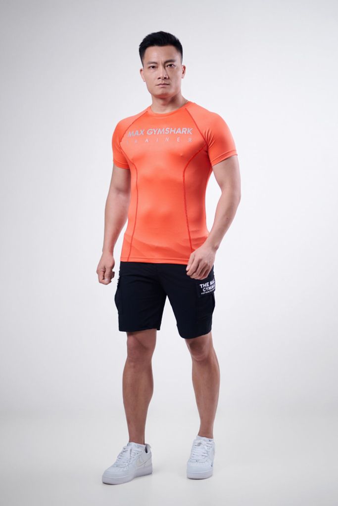 Áo cộc tay body dải chỉ đồng màu MAX GYMSHARK TRAINER G02243
