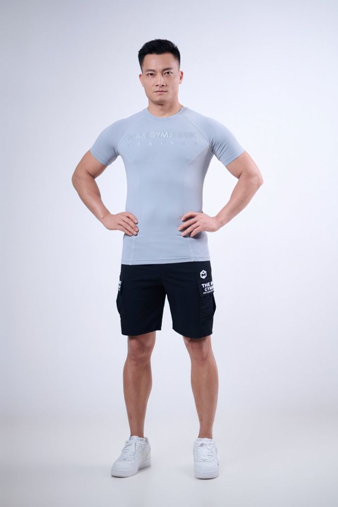 Áo cộc tay body dải chỉ đồng màu MAX GYMSHARK TRAINER G02243