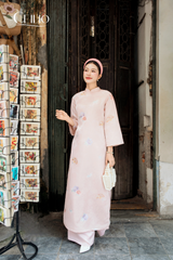 AD554 Áo Dài Gấm Họa Tiết