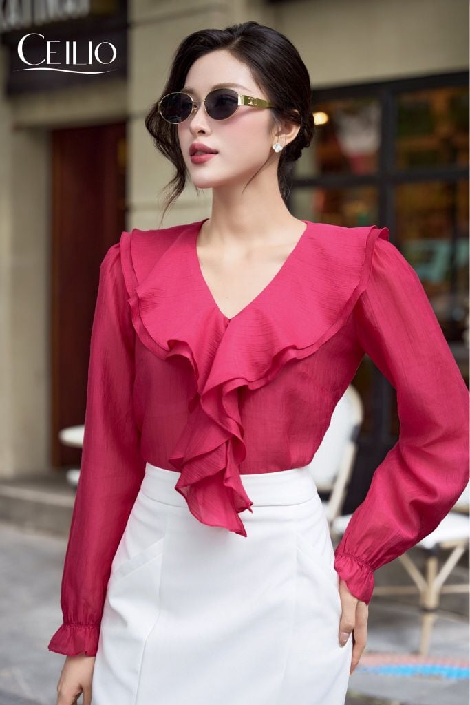 Sơ mi hồng đậm SM541