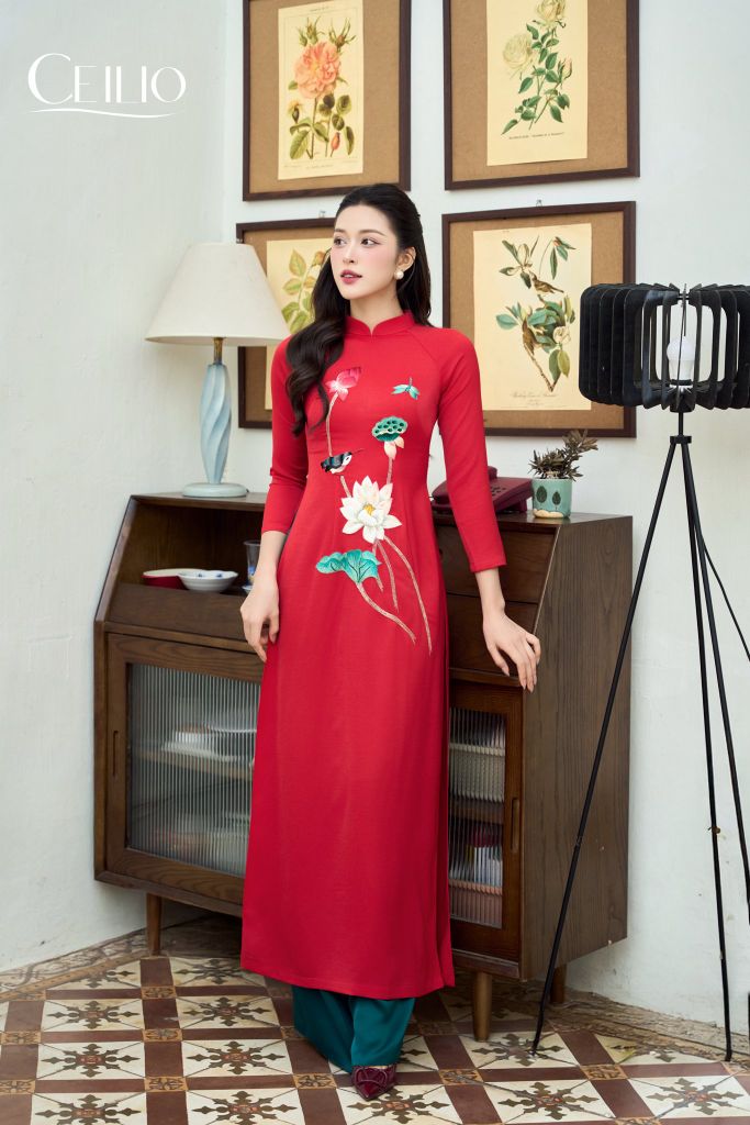 Áo dài đỏ AD562