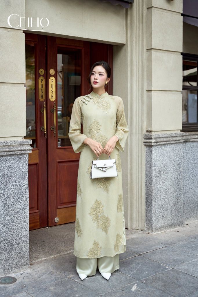 AD548 Áo dài cách tân tơ thêu