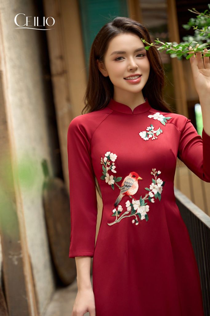 Áo dài hoa mận AD518