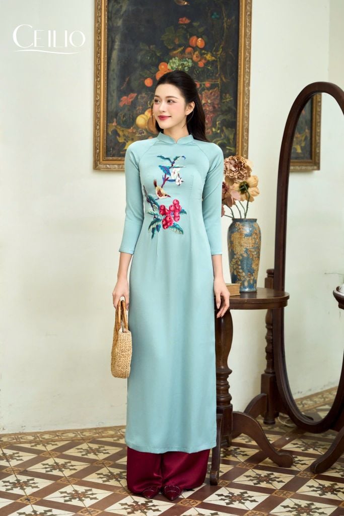 Áo dài xanh AD564