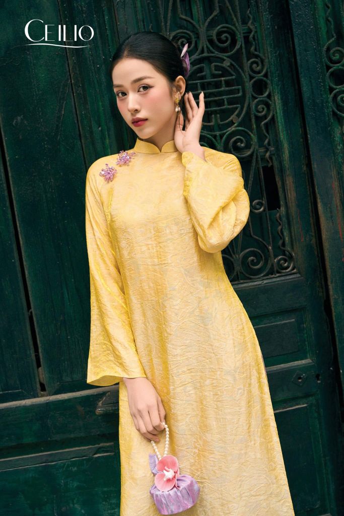 Áo dài tơ 1 lớp AD623