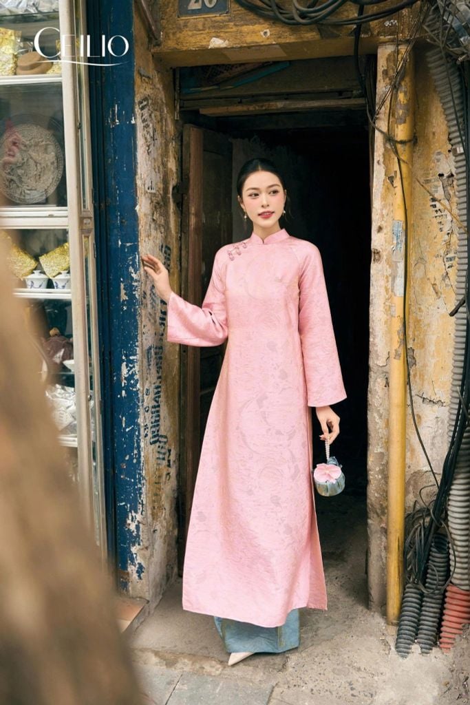 Áo dài tơ 1 lớp AD619