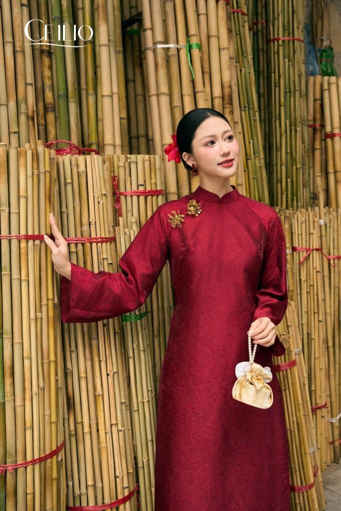 Áo dài tơ 1 lớp AD613