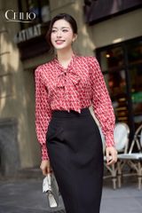 Sơ mi đỏ họa tiết SM530