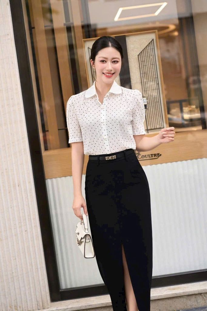 Sơ mi chấm bi chiết li SM524