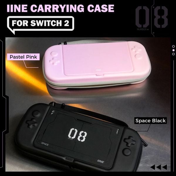 IINE Carrying Case cho Nintendo Switch 2 - Pastel Pink/ Space Black