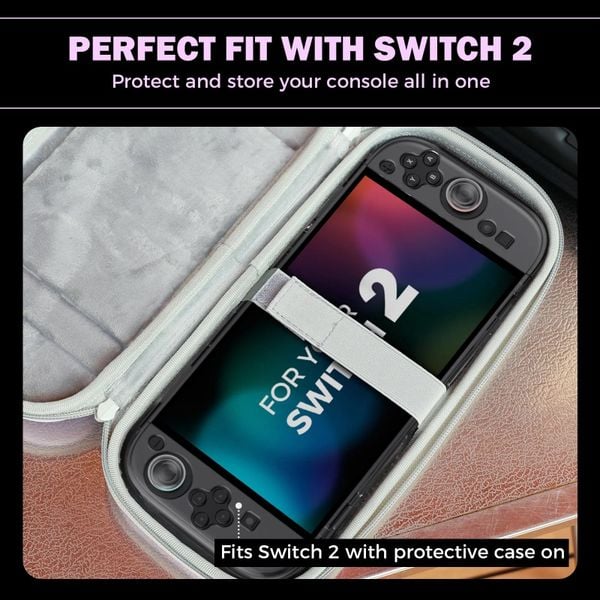 IINE Carrying Case cho Nintendo Switch 2 - Pastel Pink/ Space Black