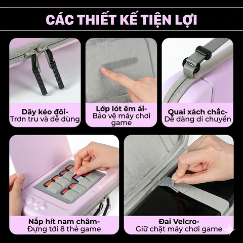 IINE Carrying Case cho Nintendo Switch 2 - Pastel Pink/ Space Black