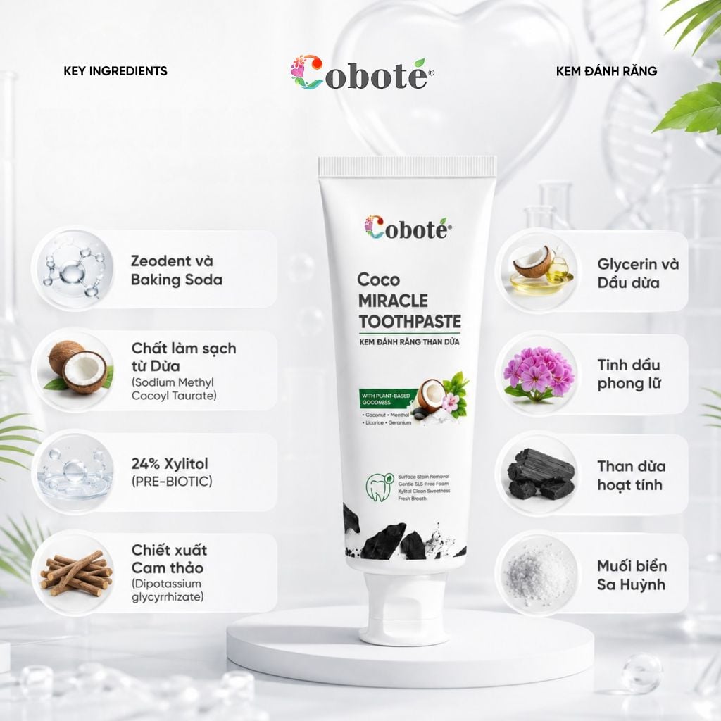 Kem Đánh Răng Than Dừa - Coco Miracle Toothpaste