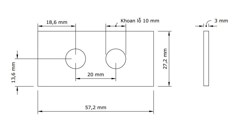 Pat ( Bas) sắt loại 57.2x27.2x3mm - P5727
