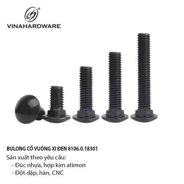 Bulong cổ vuông, xi đen Vinahardware - CS825BV