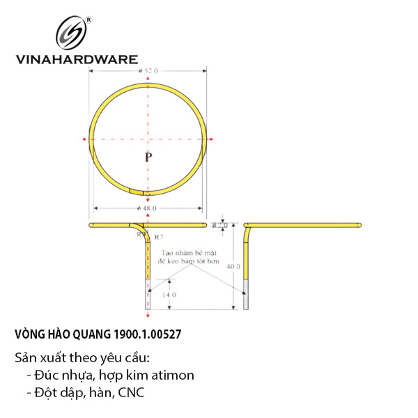 Vòng hào quang Vinahardware, màu vàng đồng - VNH025D52