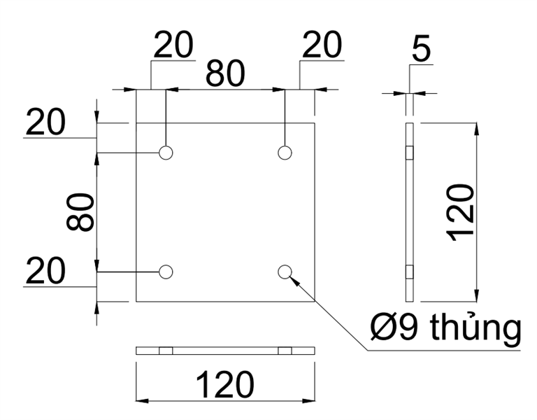 Pat ( bas) sắt, sơn đen Vinahardware -VNH120B5 - HDBF705