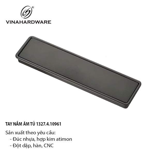 Tay nắm âm tủ hiện đại, hợp kim Vinahardware, màu đen - HD103D96