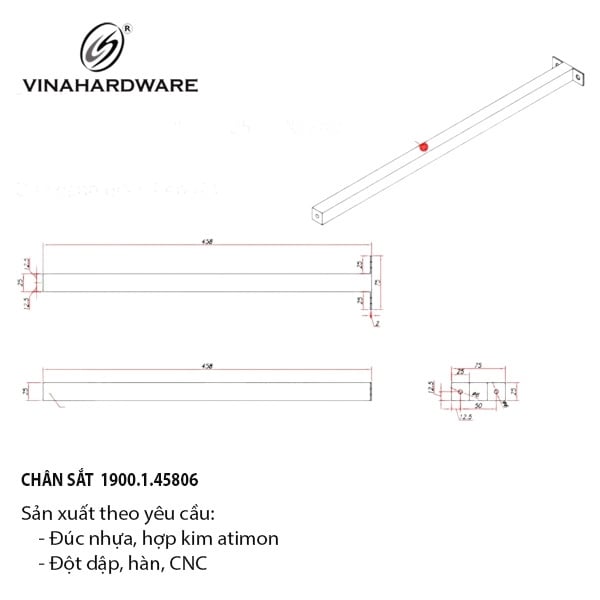 Chân sắt sơn đen mờ Vinahardware - VNH45875B