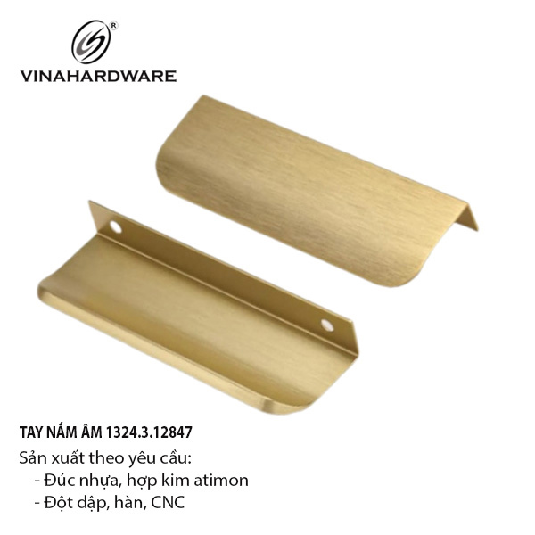 Tay nắm nhôm Vinahardware hình V, màu vàng xước - HD128150V
