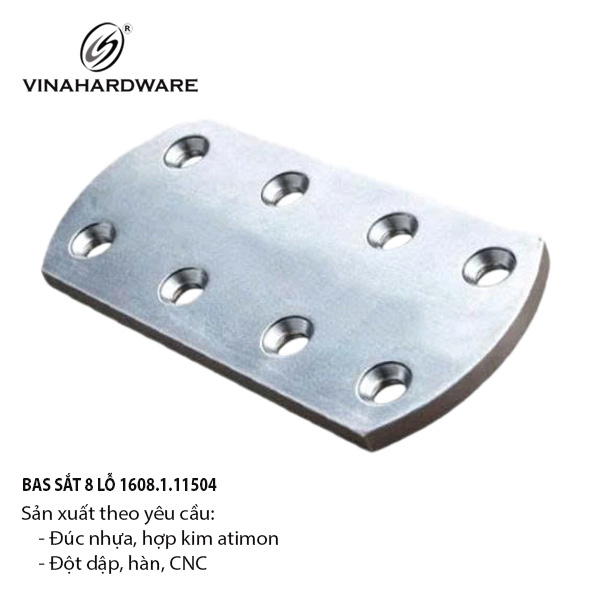 Pat ( bas) sắt 8 lỗ Vinahardware, xi trắng - VNH10503T