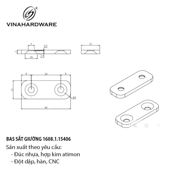 Pat (bas) sắt giường, sơn đen Vinahardware - VNH1540B