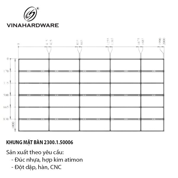 Khung mặt bàn sắt Vinahardware, sơn đen - 2300.1.50006