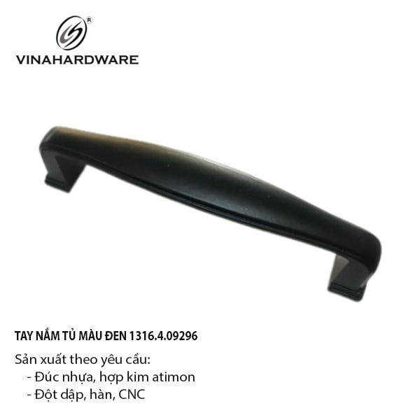 Tay nắm tủ hợp kim màu đen Vinahardware - 1316.4.09296