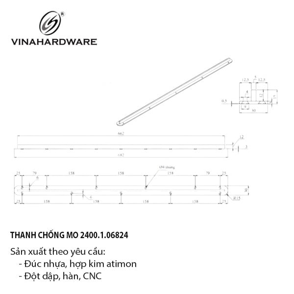Pat (bas) sắt chống mo Vinahardware, xi trắng kẽm - VNH0682T