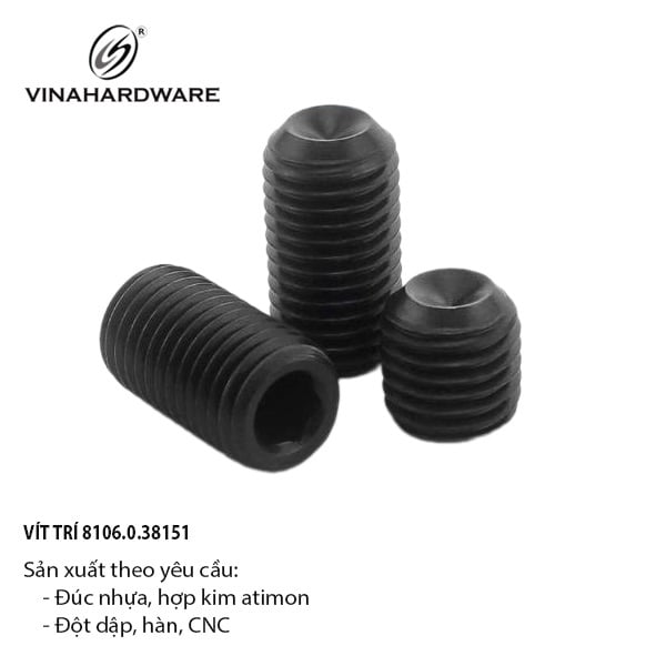 Bulong lục giác thép không đầu, vít trí 3/8, màu đen Vinahardware - HSS38B15