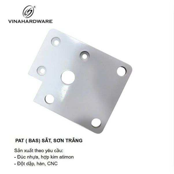 Pat ( Bas) sắt chân sau (bên phải) (80x65x3)mm, sơn trắng-VNH002378