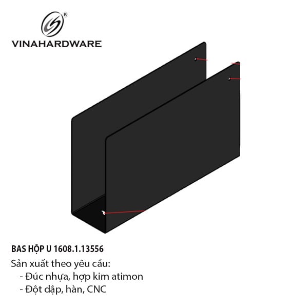 Pat (bas) hộp treo U Vinahardware, sơn đen mờ - VNH35522094B