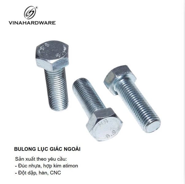 Bulong lục giác ngoài M12, xi trắng Vinahardware - BHO1260Z