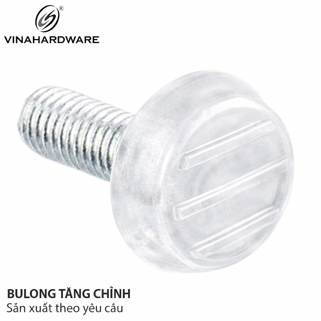 Chỉnh chân bàn 3 vạch màu trong 1/4*25mm Vinahardware, đế nhựa 6x21mm
