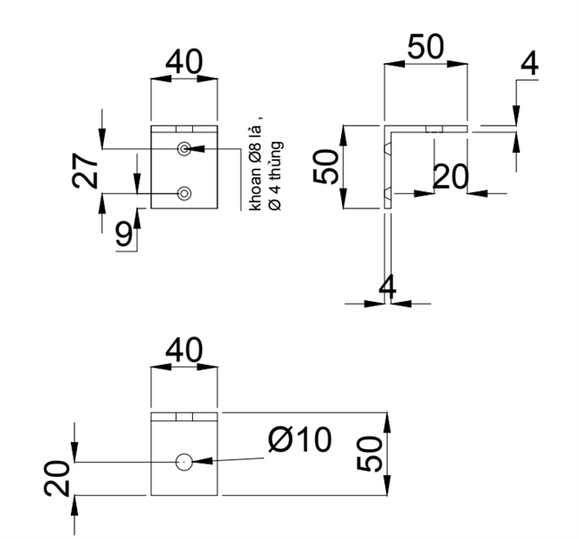 Pat ( Bas) sắt 50x50x4, sơn trắng - HDBF394