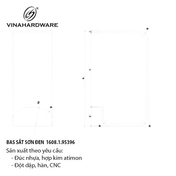 Pat (bas) sắt sơn đen mờ Vinahardware - VNH95392B