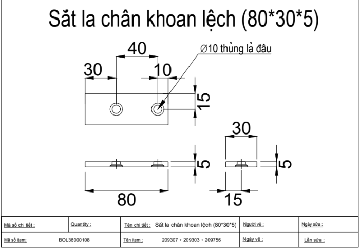 Pat ( Bas) sắt 80x30x5mm, tâm lỗ vis 40mm, không sơn - VNH29236507