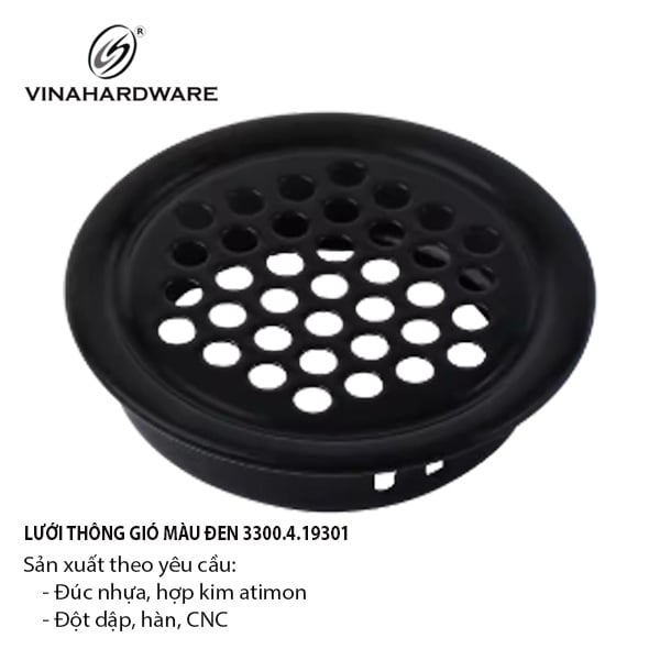 Lưới thông gió Vinahardware, màu đen - GR1930B