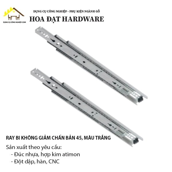 Ray bi 3 tầng không giảm chấn, bản 45, màu trắng Ivan ngăn hộc kéo