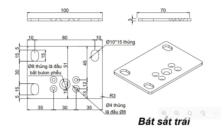 Pat (bas) sắt sơn đen mờ - VNH7010003BT