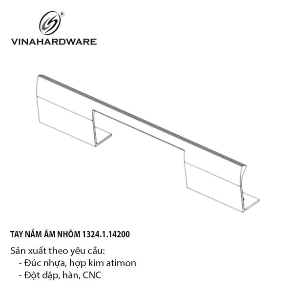 Tay nắm âm nhôm phay khoét lỗ Vinaharware - VNH14L200